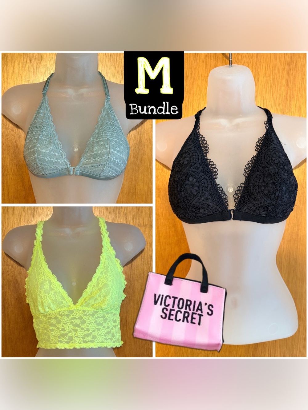 Victoria's Secret Lace Bra 3-Piece Bundle sz M